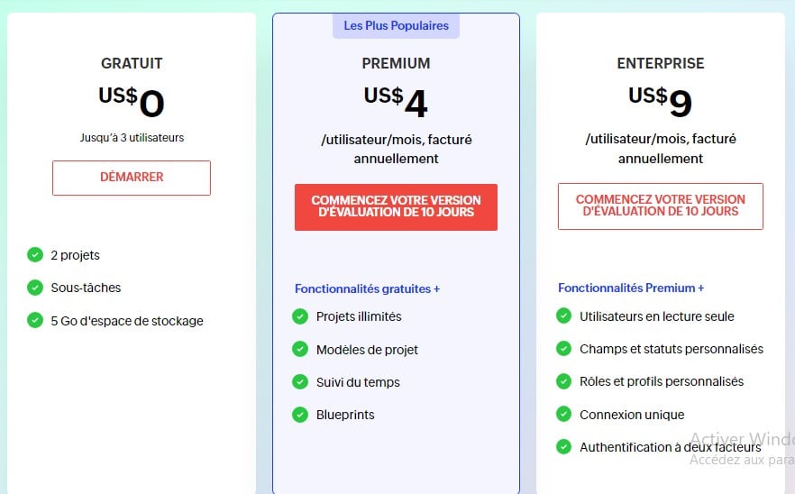 Zoho project: Tarifictions