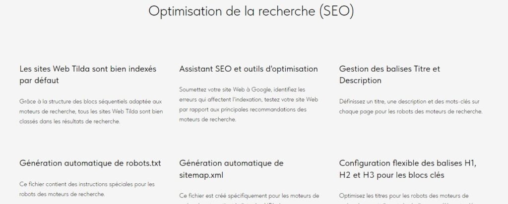 Tilda : Optimisation SEO