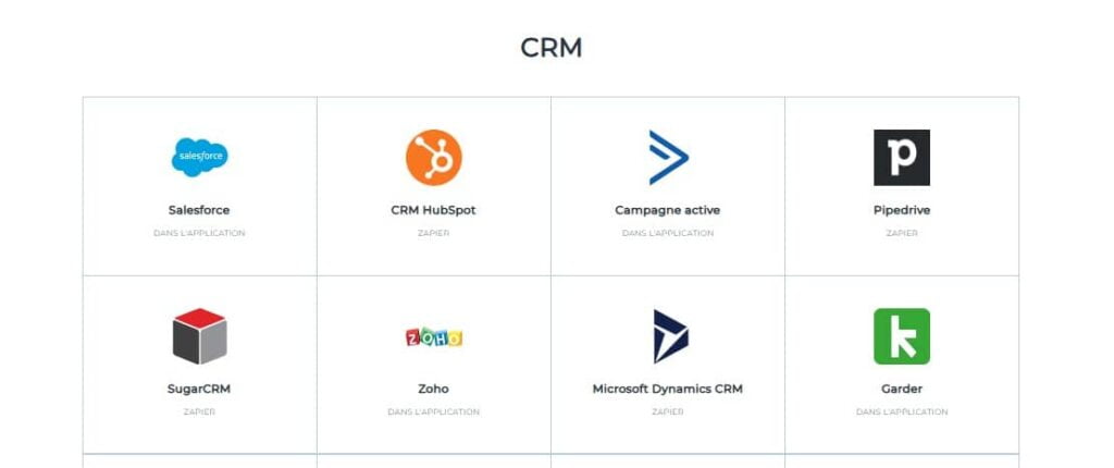 Intégrations avec les Outils de CRM instapage